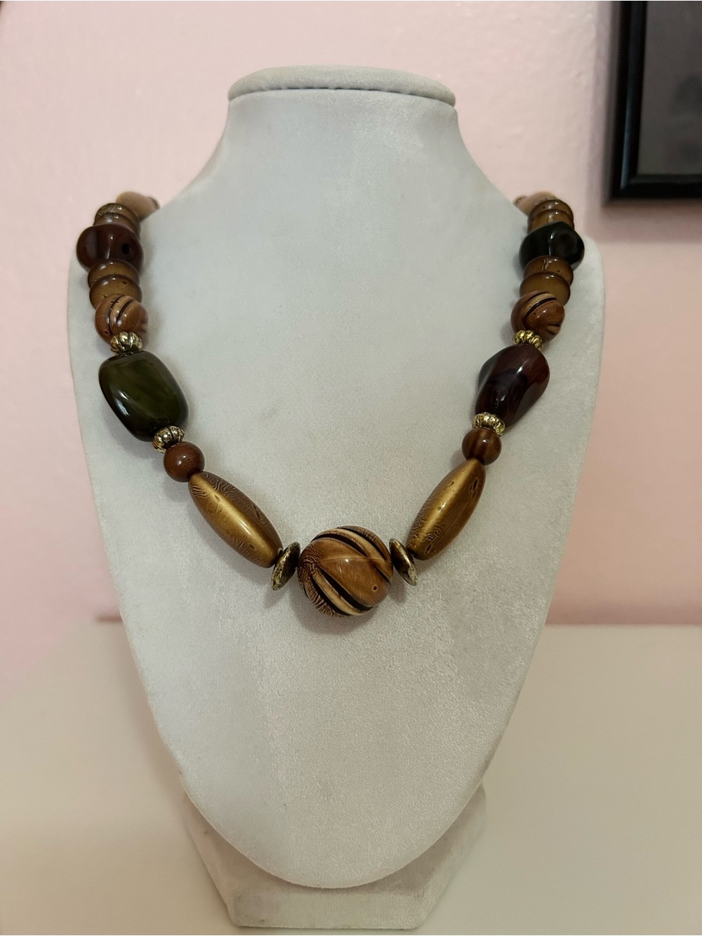 Vintage 90s Chunky Earth Tone Bead Necklace